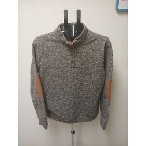 Hengsheng Jeans  Sweater Womens L‎ Beige 4 Button Polyester Elbow Patches